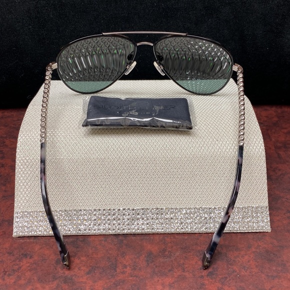 Judith Lieber Couture MadeinItaly Crystal Top Bottom Frames Oversized Aviators - Picture 2 of 16